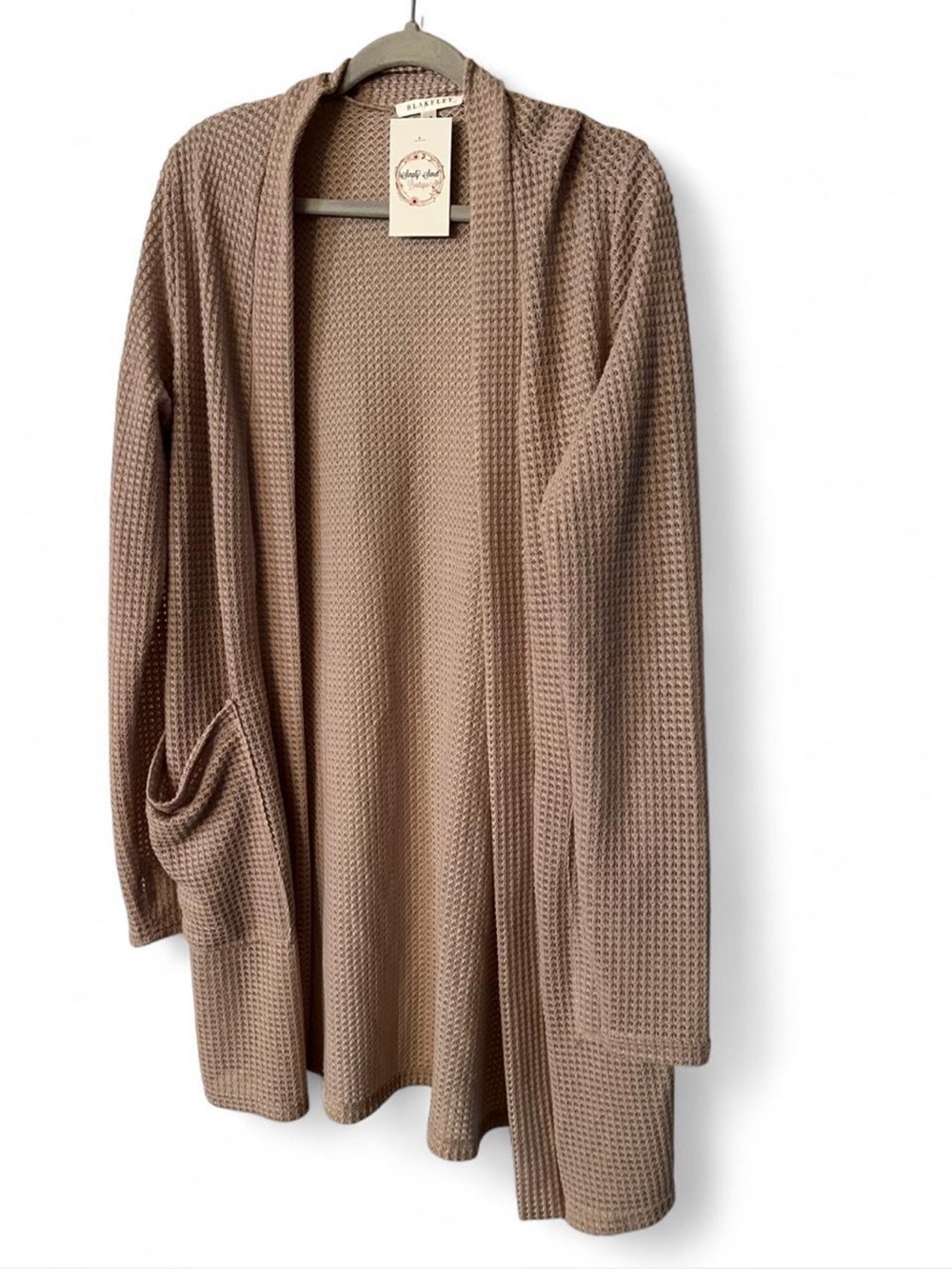 NWT Waffle-Knit Open Front Cardigan - Taupe